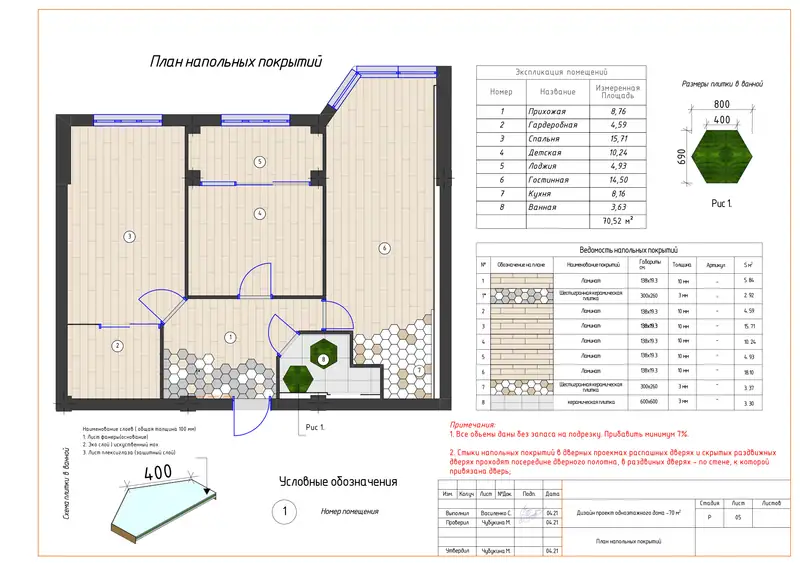 Квартира · Атырау 70 м²: лист 8 альбома чертежей